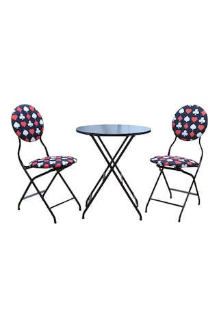 Katlanabilir İskanbil Desenli Metal Masa Ve Sandalye Takımı - 2 S