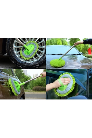 Nobera Teleskopik Mikrofiber Oto Yıkama Mop Araba Yıkama Fırçası +1 Yedek Bez