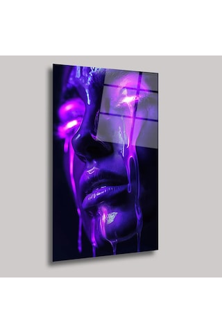 Neon Gözyaşları Cam Tablo Soyut Neon Işıklı Modern Duvar Dekoru