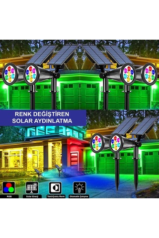 Solar Kazıklı Bahçe Aydınlatma Rgb Spot, Siyah, Gt-sl04
