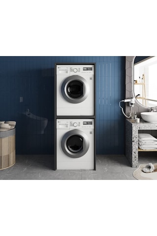 Bohem Çamaşır Ve Kurutma Makinesi Dolabı Banyo Dolabı Füme Füme