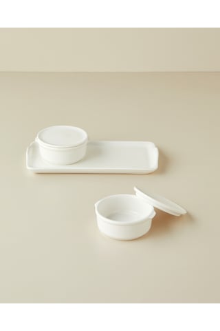 English Home Swan Pearl Seramik 2'li Kahvaltılık 13x26,5 Cm Beyaz