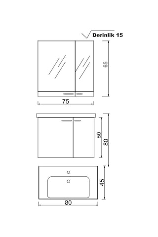 Denko Terra 80 Cm Mdf Banyo Dolabı Takımı (Boy Dolabı Hariç) Çok Renkli