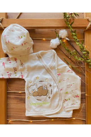 5li Ayıcıklı Hastane Çıkış Seti Ekru