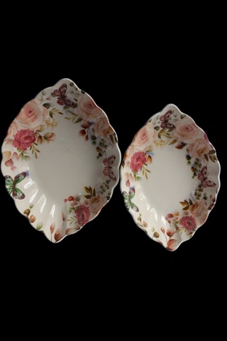 Dijital Desenli Oval Salata Kasesi 30cm 27cm Çok Renkli