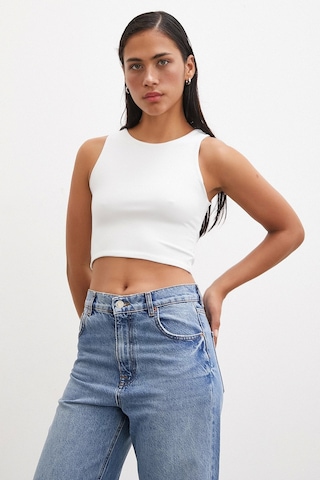 Never More Basic Crop Top Beyaz Beyaz