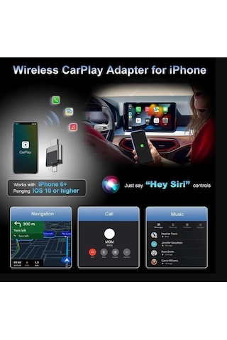 Kablosuz Carplay Ve Android Auto Adaptörü Mini Ergonomik 2in1