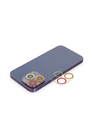 Apple Uyumlu iPhone 13 Pro Renkli Kamera Lens Koruma Cam - Turuncu-kırmızı Çok Renkli