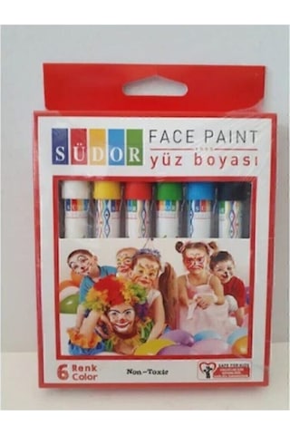 Yüz Boyası / Yüz Boyama Kalemi 6'lı - Beyaz Çok Renkli