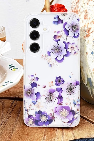 Samsung Galaxy Uyumlu S24 Kılıf Solmayan Imd Baskı Desenli, Şeffaf Tpu+pc Botanik Kapak