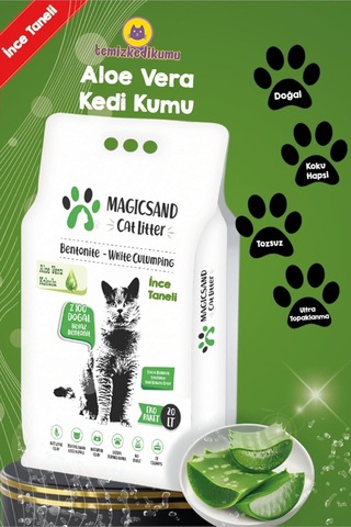 Aloe Vera Kedi Kumu, 20 Lt, İnce Taneli