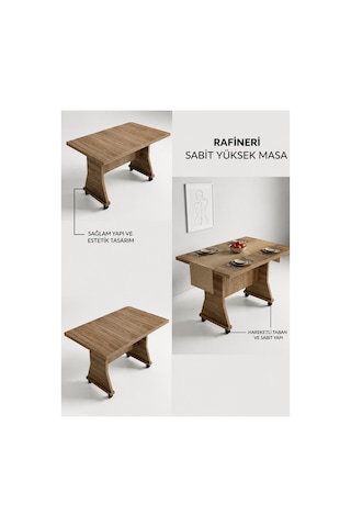 Stone Çok Amaçlı Masa Yemek Masası Mutfak Masası Kahverengi