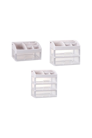 Teltree Şeffaf Çekmeceli Organizatör - Kozmetik Ve Masaüstü Düzenleme İçin 3 Katlı Pratik Saklama Kutusu Şeffaf