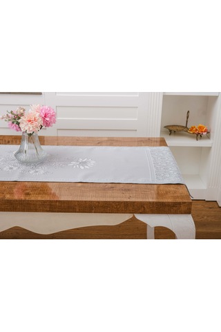 Finezza İris Jaka rPolyester Kumaş Gri Runner 45x150 cm - 1411