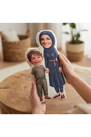 Bk Gift Kişiye Özel Anne&çocuk Tasarımlı Bebek Yastık -2, Anneler Günü Anneye Çok Renkli