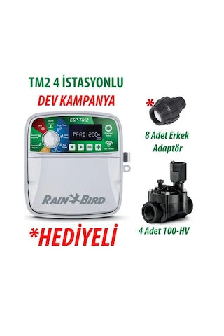 Rain Bird Tm2-4 İstasyonlu Kontrol Ünit. Ve 4adet 100hv Vana Seti
