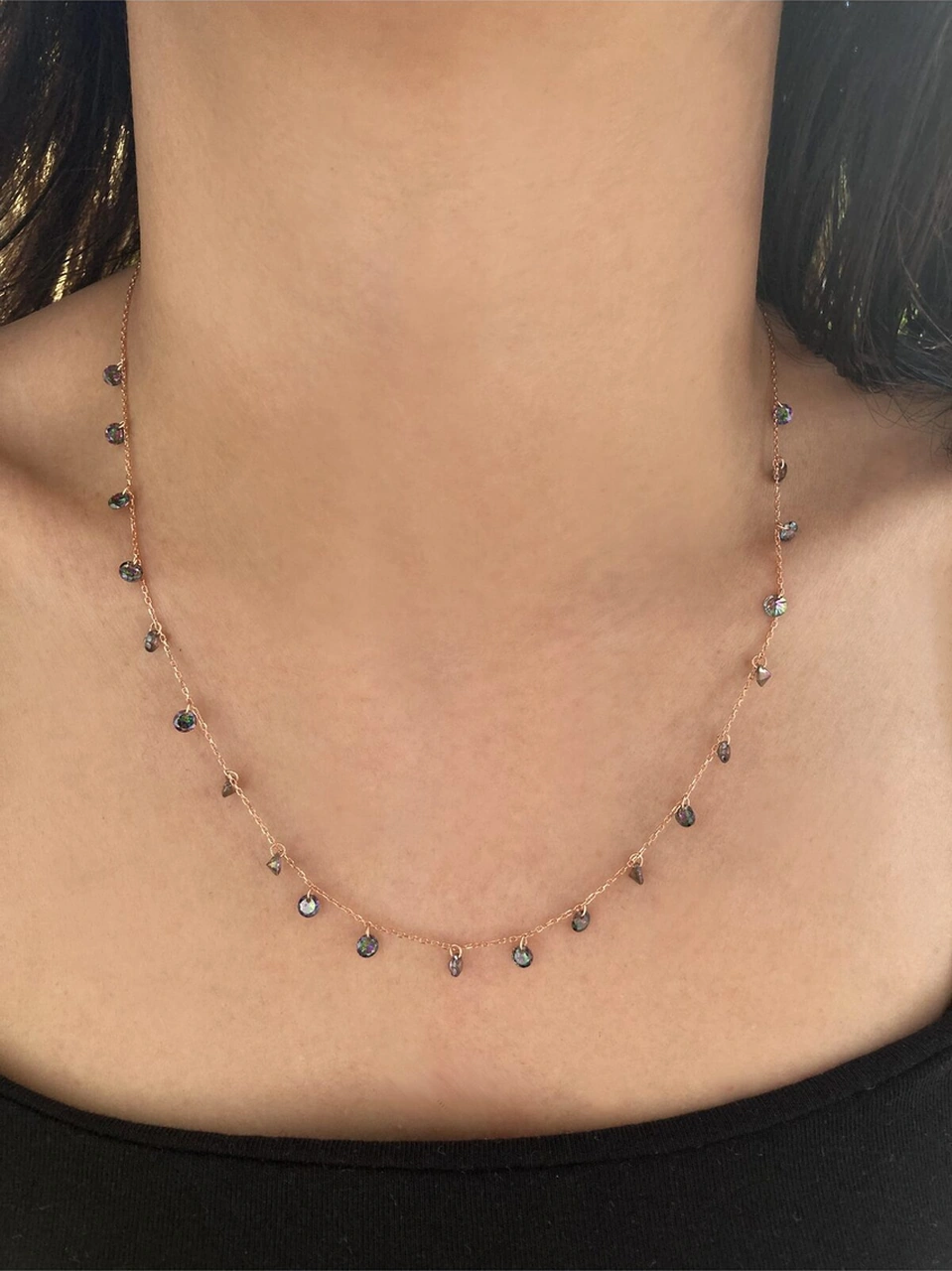 Mistik Topaz Taşlı Kolye Rose - Gold - Gümüş