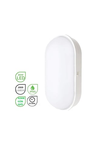 Su Geçirmez 20w Beyaz Kasa Gün Işık 4200k Bahçe Teras Banyo İç Dış Mekan Led Işık 2000lm 4 Adet