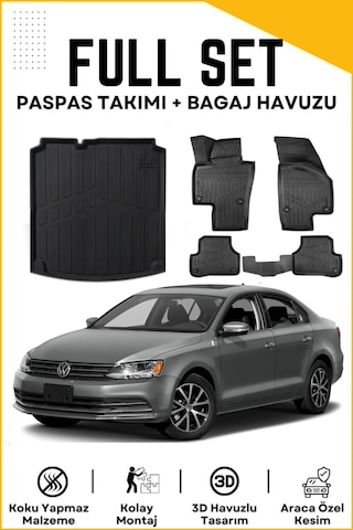 Volkswagen Jetta 2013 Cepsiz Model Birebir Uyumlu Bagaj Havuzu+paspas Seti