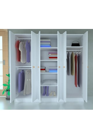 6 Kapaklı Side Gardrop Beyaz