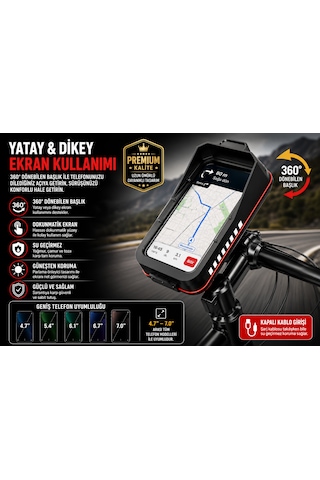 Kenly Bisiklet Motosiklet Gidon Telefon Tutucu Çanta Dokunmatik Su Geçirmez Navigasyon Aparatı