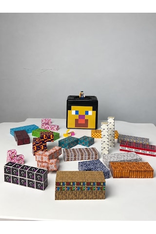 Steve Kutulu Minecraft Manyetik Blok Seti - 300 Parça + 15 Karakter
