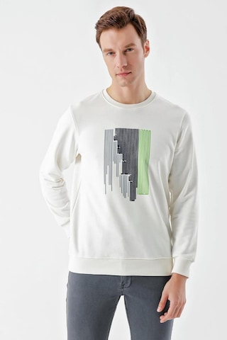 Slimfit Bisiklet Yaka Önü Baskılı 2 İplik Erkek Sweatshirt 001