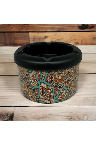 Mandala Desen Metal Mini Sigara Küllüğü Turkuaz 8cm