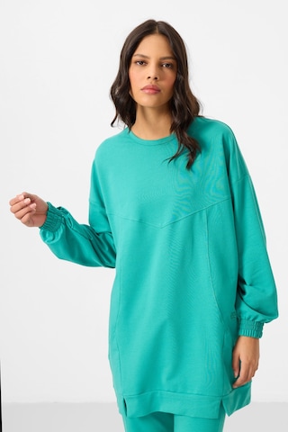 Deniz Yeşil O Yaka Basic Oversize Kadın Eşofman Tunik Takım - 95347 Yeşil