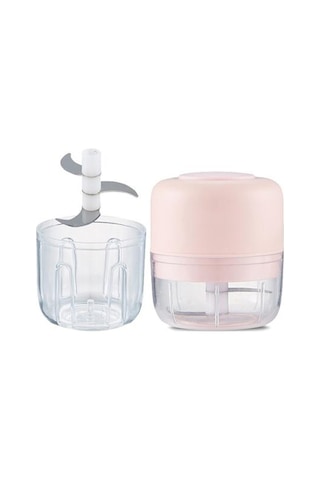 Mutfak Mini Gıda Kıyma Usb Şarj Sarımsak Chopper Öğütücü Gadget Triturador Dealimento Cocina Pembe, 100ml Ahşap - Pudra