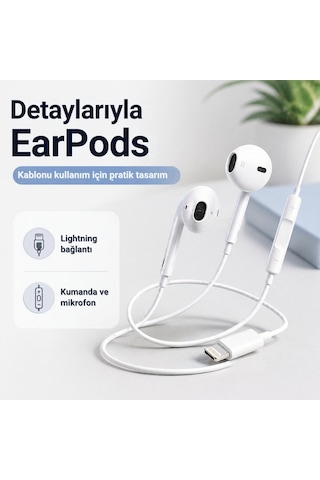 Lightning Girişli Kablolu Kulaklık Mikrofonlu Kulak İçi Kulaklık Ses Kontrol Tuşlu İphone Uyumlu Lightning Kulaklık Tak Çalıştır "kablolu Kulaklık"