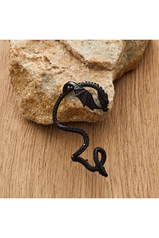 Retro Tarzı Sarmal Klipsli Ejderha Küpeler, Şık Punk Gotik Parti Küpeleri Hediye Kutusu