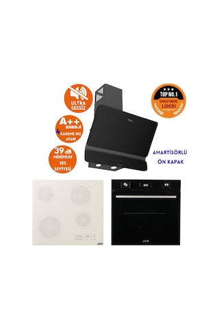 Afm Tech Ve Ferre Sessiz Fca Elektrikli Vitro Siyah Dijital D080-SA + V6-05 + FM7700 Ankastre Set