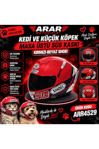Kedi Ve Küçük Köpek-masa Üstü Süs Kaskı Kırmızı-beyaz Shoeı-4529