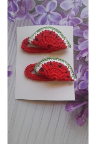 Anomoneshop Örgü Toka Karpuzlu Saç Aksesuarı