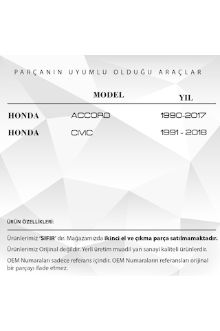 Honda Accord, Civic için Debriyaj-Fren Pedal Lastiği
