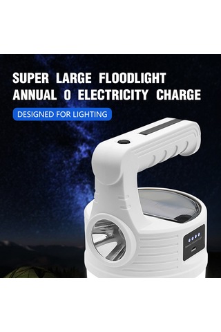 Yifomall Mx-518 Güneş Enerjili Led Feneri - Taşınabilir Dış Mekan Işığı, Kamp Ve Acil Durum Lambası, Askı Ve Taşıma Özelliğiyle Beyaz