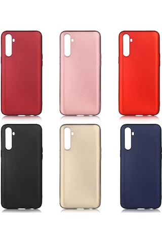 Noktaks - Realme Uyumlu Realme 6 - Kılıf Mat Renkli Esnek Premier Silikon Kapak - Kırmızı