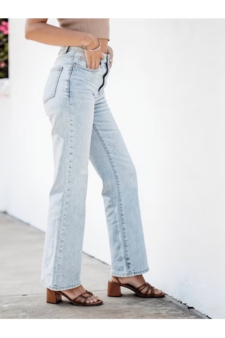 Layal My Beauty Melody Kadın Jeans Wide Leg Rahat Yüksek Bel Salaş Bol Paça Jean Palazzo Denim Kot Pantolon Açık Mavi