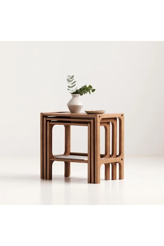 Woodesk Line, Ahşap Zigon Sehpa, 50x50, Tik Renk, Cpt4740-50