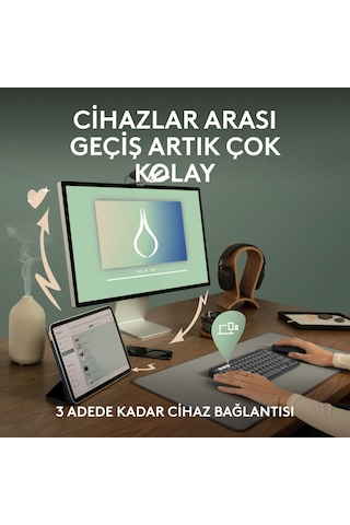 Logitech K380s Pebble Keys 2 Çoklu Cihaz Özellikli Bluetooth Türkçe Q Klavye - Siyah