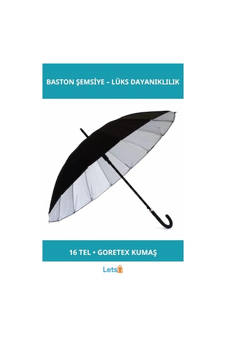 Letsii Lüks Dayanıklı Goretex 16 Telli Baston Şemsiye Çok Renkli