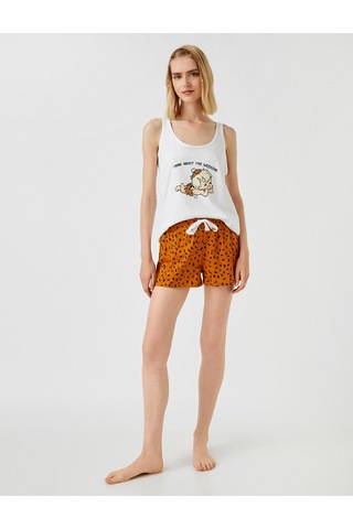 Koton Baskılı Pijama Takımı Pamuklu Kahverengi Desenli 1ylk79418mk