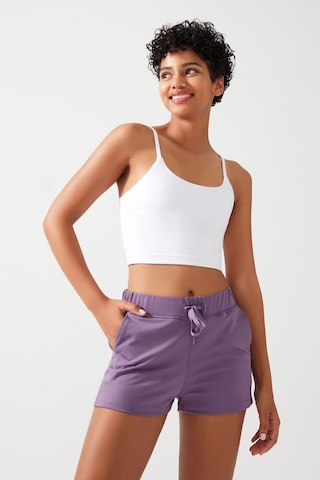Los Ojos Kadın Lila Cepli Beli Lastikli Basic Fit Spor Şort Shorts Lila