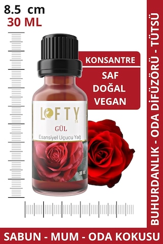 Lofty Gül Uçucu Yağ Buhurdanlık Esansı Oda Kokusu 30 ML