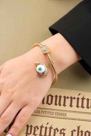 Çildan Womens Gold Özel Tasarım Zirkon Taşlı Göz Ve Kalp Detaylı Altın - Gümüş - Rose