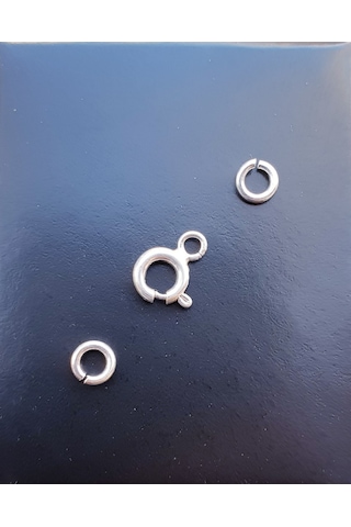 Magrib 925 Ayar Gümüş Kolye Kilitleme Aparatı ve Gümüş Halka 2 Adet