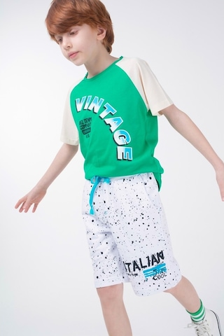 Brz Kids Reglan Kollu Baskılı Erkek Çocuk Kısa Kollu T-Shirt Yeşil