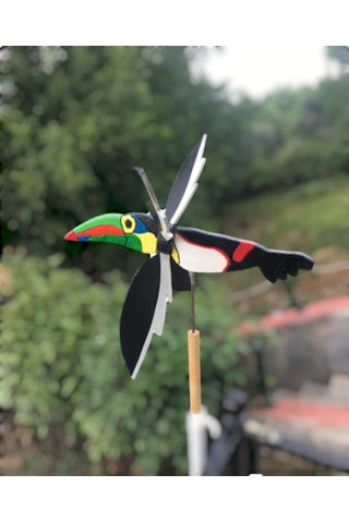 Toucan El Yapımı Ahşap Rüzgar Gülü Dış Mekan Dekoru