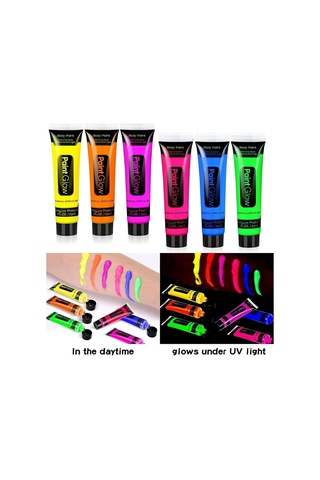 Karanlıkta Parlayan Neonlu Glow Parti Yüz Boyası 6 Renk - 6 Adet